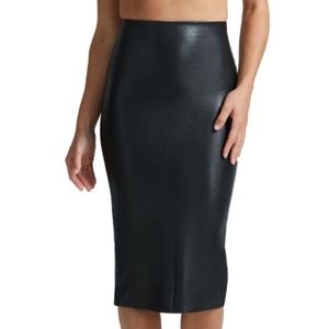 NWOT! Faux Leather Commando Leather Midi Skirt